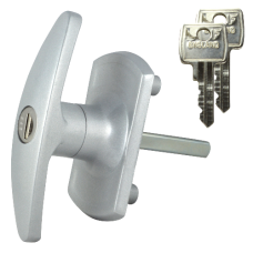 L&F 1613 Garage Door Lock SILVER 55mm x 8mm Square Spindle - Silver