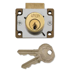 UNION 4147 Cylinder Cupboard / Drawer Lock 44mm Keyed Alike  - Polished Lacquered Brass