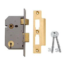 UNION 2237 3 Lever Sashlock 64mm MK RYNU - Polished Lacquered Brass