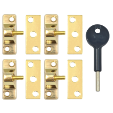 YALE 8K118 Casement Window Lock - 4 Pack  4 Locks + 1 Key  - Polished Brass