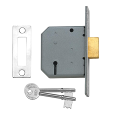 UNION 2177 3 Lever Deadlock 64mm Keyed To Differ  - Satin Chrome