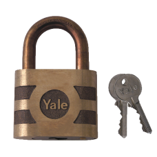YALE 850 & 870 Open Shackle Bronze Padlock 64mm Keyed To Differ  - Brass
