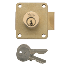 YALE 076 Cylinder Straight Cupboard Lock 22mm Keyed To Differ  - Polished Brass