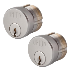 UNION 2X11 Screw-In Cylinder  Keyed To Differ Pair 4 keys - Satin Chrome