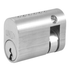 UNION 2x1 Oval Half Cylinder 40mm 30/10 Keyed To Differ  - Satin Chrome