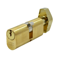 UNION 2X13 Oval Key & Turn Cylinder 65mm 32.5/T32.5 27.5/10/T27.5 Keyed To Differ PL - Polished Lacquered Brass