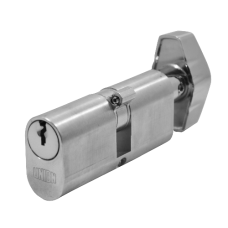 UNION 2X13 Oval Key & Turn Cylinder 65mm 32.5/T32.5 27.5/10/T27.5 Keyed To Differ  - Satin Chrome