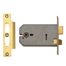 UNION 2077 Horizontal 3 Lever Sashlock 152mm Keyed To Differ  - Polished Lacquered Brass