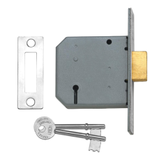 UNION 2177 3 Lever Deadlock 75mm Keyed To Differ  - Satin Chrome