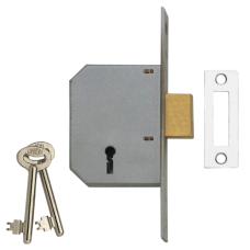 UNION 2188 3 Lever Deadlock 69mm Keyed To Differ - Satin Chrome