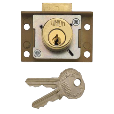 UNION 4137 Cylinder Cupboard / Drawer Lock 50mm Keyed To Differ  - Polished Lacquered Brass