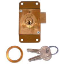 UNION 4143 Cylinder Straight Cupboard Lock 75mm Keyed To Differ  - Polished Lacquered Brass
