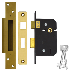 WILLENHALL LOCKS M5 5 Lever Sashlock 64mm Keyed To Differ  - Polished Brass