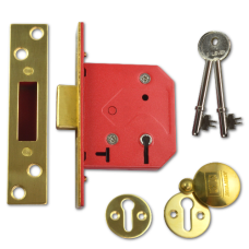 UNION 2101 5 Lever Deadlock 64mm Keyed Alike  - Polished Lacquered Brass