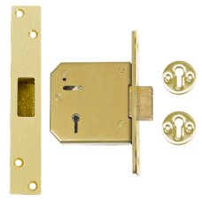 UNION C-Series 3G115 5 Lever Deadlock 80mm Keyed To Differ  - Polished Brass