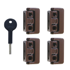 YALE 8K101 Window Swing Lock  4 Locks + 1 Key  - Brown