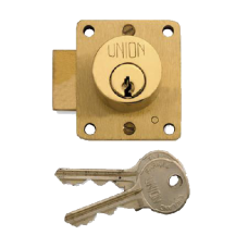 UNION 4110 Cylinder Straight Cupboard Lock 50mm Keyed To Differ  - Polished Lacquered Brass