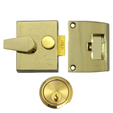 UNION 1026, 1027 & 1028 Non-Deadlocking Nightlatch 1027 40mm Case Cyl  - Polished Lacquered Brass
