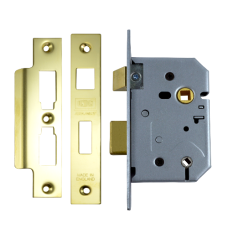 UNION 2226 Mortice Bathroom Lock 64mm  - Polished Lacquered Brass