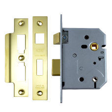 UNION 2226 Mortice Bathroom Lock 75mm  - Polished Lacquered Brass