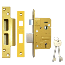 ASEC 5 Lever Sashlock 64mm Keyed To Differ  - Polished Brass