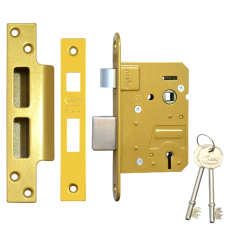 ASEC 5 Lever Sashlock 76mm Keyed To Differ  - Polished Brass