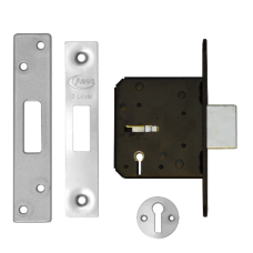 ASEC 3 Lever Deadlock 64mm Keyed To Differ  - Stainless Steel