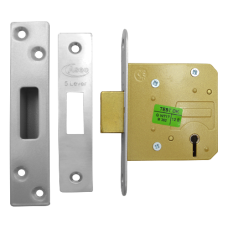 ASEC 5 Lever Deadlock 64mm SS Keyed To Differ  - Satin Chrome