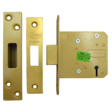 ASEC 5 Lever Deadlock 76mm Keyed To Differ  - Polished Brass