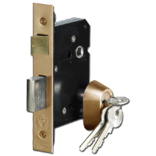 ASEC BS3621 Double Euro Mortice Sashlock 64mm Keyed To Differ  - Polished Brass