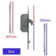 ASEC Modular Repair Lock Locking Point Extensions (UPVC Door) - 2 Hook & 2 Roller Blue Supplied With Keeps