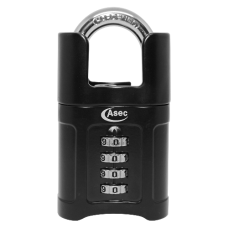 ASEC Closed Shackle Combination Padlock 55mm 4-Digit Closed Shackle - Hardened Steel