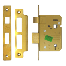 ASEC Mortice Bathroom Lock 64mm  - Polished Brass