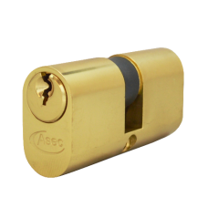 ASEC 6-Pin Oval Double Cylinder 70mm 35/35 30/10/30 Keyed To Differ  - Polished Brass