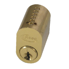 ASEC 6-Pin Scandinavian Oval External Cylinder  Keyed To Differ  - Polished Brass