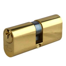 ASEC 5-Pin Oval Double Cylinder 60mm 30/30 25/10/25 Keyed To Differ  - Polished Brass