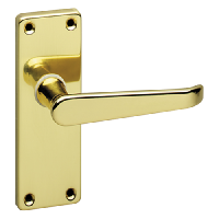 ASEC URBAN Classic Victorian Short Latch Lever on Plate Door Furniture  - Polished Brass