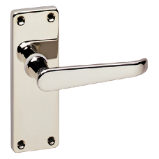 ASEC URBAN Classic Victorian Short Latch Lever on Plate Door Furniture  - Polished Nickel