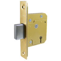 ASEC BS 5 Lever British Standard Deadlock 76mm Keyed To Differ  - Polished Brass