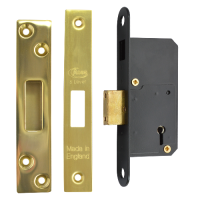 ASEC 50mm 5 Lever Deadlock 50mm Keyed To Differ  - Polished Brass