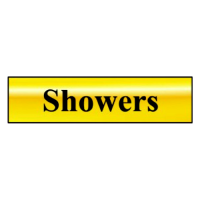 ASEC `Showers` 200mm X 50mm  Self Adhesive Sign  - Gold