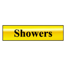 ASEC `Showers` 200mm X 50mm  Self Adhesive Sign  - Gold