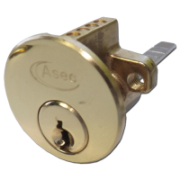 ASEC 5-Pin Rim Cylinder  Keyed Alike `A`  - Polished Brass
