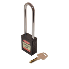 ASEC Safety Lockout Tagout Padlock Long Shackle  - Black