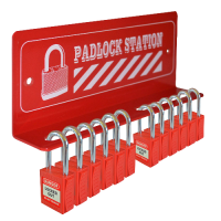 ASEC 12 Padlock Mini Lockout Tagout Station 12 Lock - Red