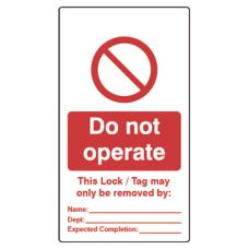 ASEC Double Sided Lockout Tagout Tags `Do Not Operate` Pack of 10 - Red & White