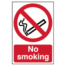 ASEC `No Smoking` Sign 200mm x 300mm - Red & White