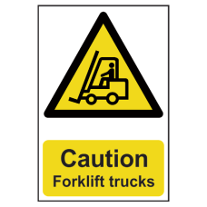 ASEC `Caution: Forklift Trucks` Sign 200mm x 300mm  - Black & Yellow
