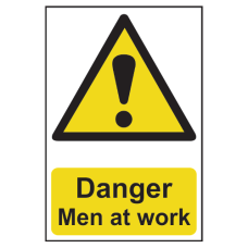 ASEC `Danger: Men at Work` Sign 200mm x 300mm  - Black & Yellow
