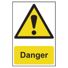 ASEC Danger Warning Sign PVC 200mm x 300mm  - Black & Yellow